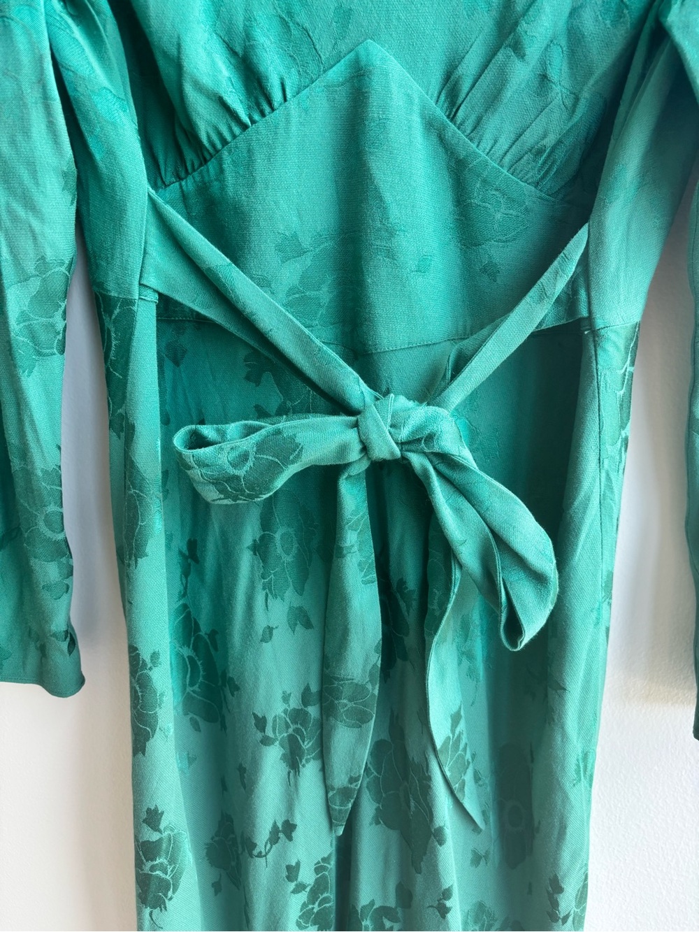 RIXO "Ginger" Emerald Green Floral Jacquard Midi Dress | Size L (US 10) - Picture 2 of 7